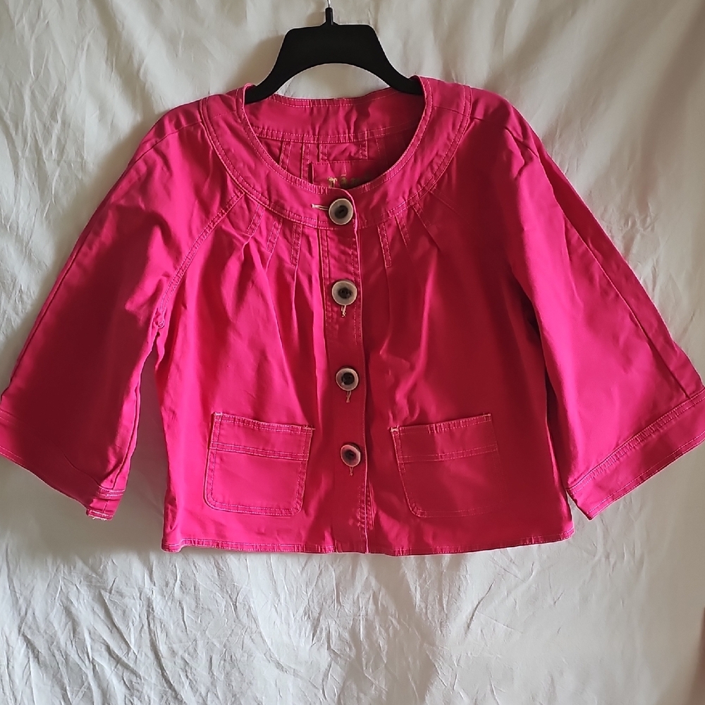 Live a Little Bright Hot Pink Button-Front Jean Jacket